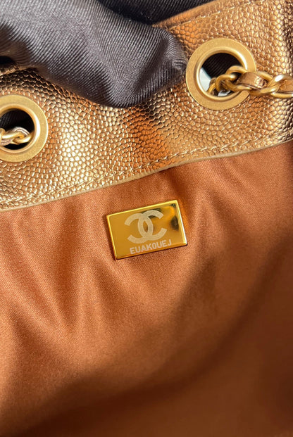 CHANEL 25S HOBO BAG 30 IN METALLIC BROWN CAVIAR WITH GOLD HARDWARE