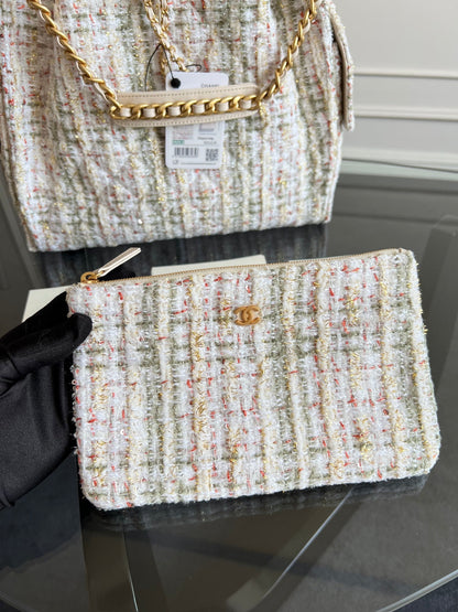 CHANEL 25S HOBO BAG 40 IN MULTICOLOR TWEED WITH GOLD HARDWARE