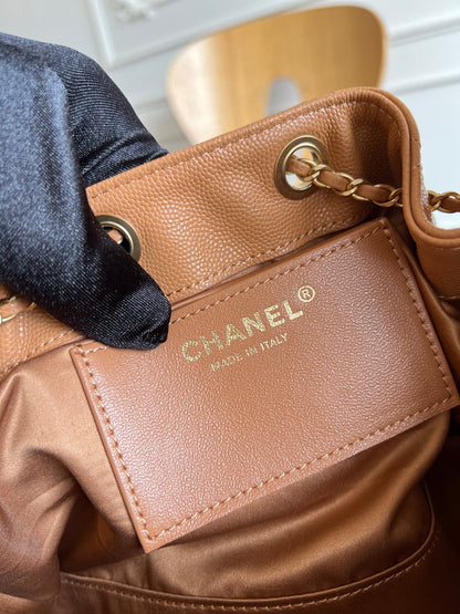 CHANEL 25S HOBO BAG 40 IN CARAMEL BROWN CAVIAR WITH GOLD HARDWARE