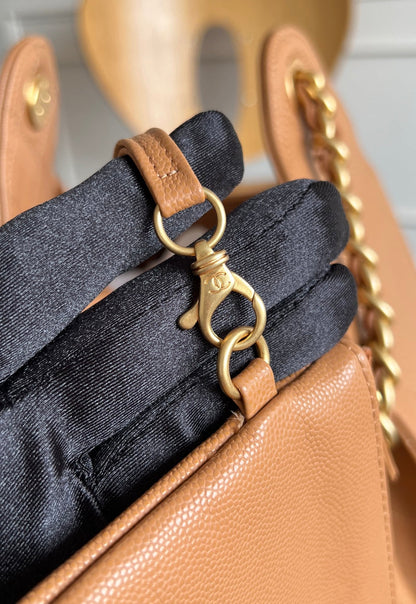 CHANEL 25S HOBO BAG 30 IN CARAMEL BROWN CAVIAR WITH GOLD HARDWARE