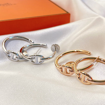 18K Chaine D'Ancre Hermes Earrings