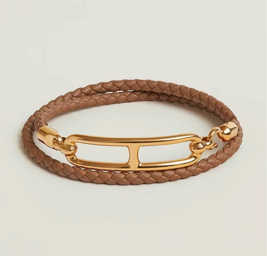18K Roulis Double Tour Brown Hermes Bracelet