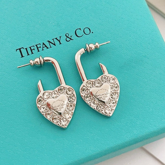 18K Tiffany Diamond Heart Earrings