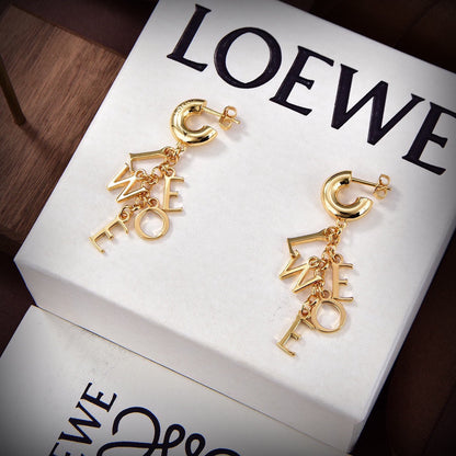 18K LOEWE Anagram Script Earrings