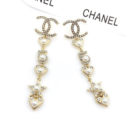 18K  Chanel Pearl Heart Earrings