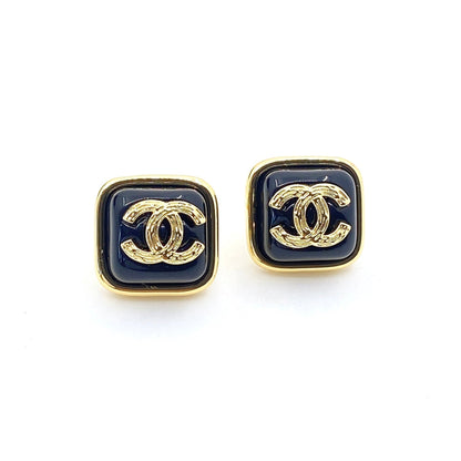 18K  Chanel Square Resin Earrings