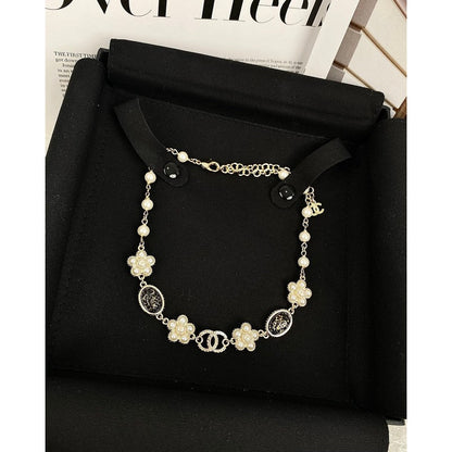 18K  Chanel Black & Orange Crystal Choker Necklace