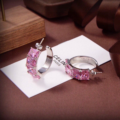 18K Celine Pink Crystal Earrings