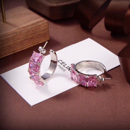 18K Celine Pink Crystal Earrings