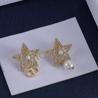 18K Dior Star Diamond Earrings