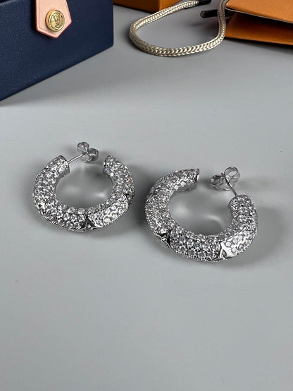 18K Louis Vuitton Circle Diamonds Earrings