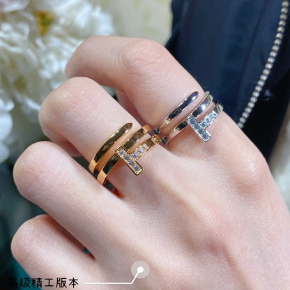 18K Tiffany Diamond Square Ring