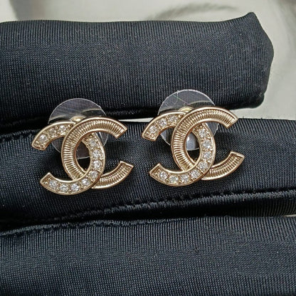 18K  Chanel Vintage Diamond Gold Earrings