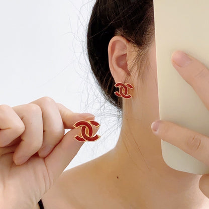 18K  Chanel Red Resin Earrings