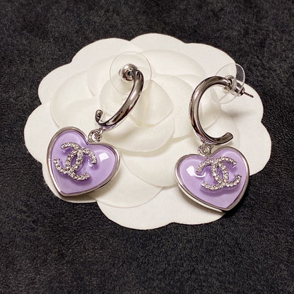 18K  Chanel Purple Heart Earrings