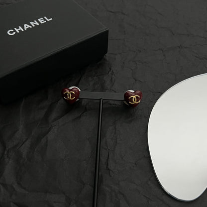 18K  Chanel Red Heart Earrings