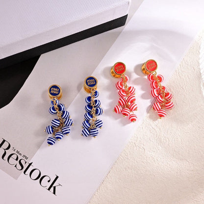 18K Miu Blue & Pink Ball Earrings