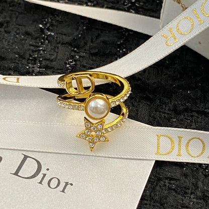 18K Dior Star Pearl Ring