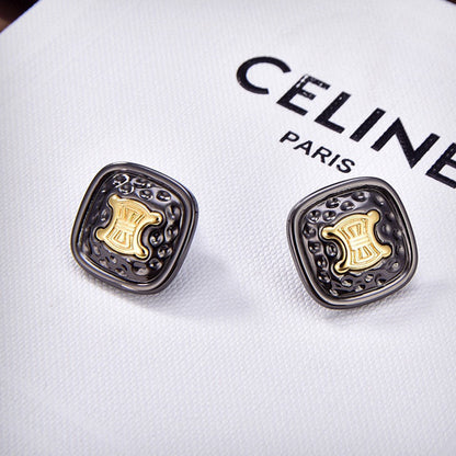 18K Celine Black Gold Earrings
