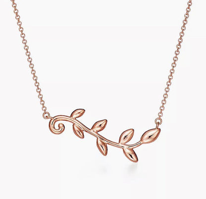 18K Tiffany Olive Leaf Vine Pendant Necklace