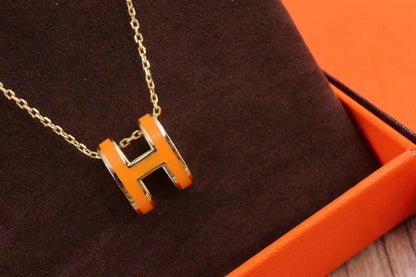 18K Mini Pop Hermes Orange Necklace