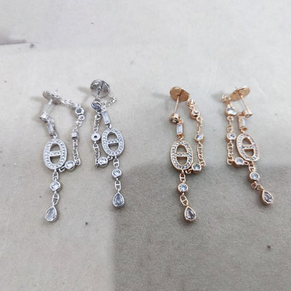 18K Hermes Chaine D'ancre Chaos Diamond Earrings