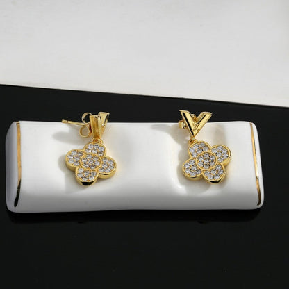 18K Louis Vuitton Diamond Flower Earrings