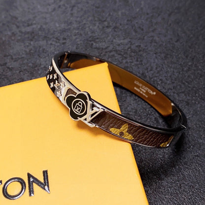18K Louis Vuitton Leather Lock Bracelet