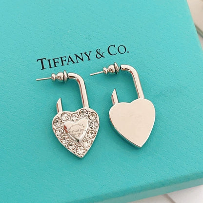 18K Tiffany Diamond Heart Earrings