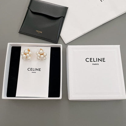 18K Celine Pearls Gold Earrings
