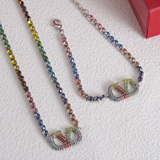 18K Valentino Multi-Color Crystals Necklace