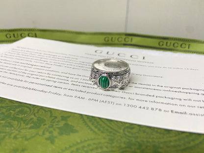 Double Gucci Feline Garden Green Ring