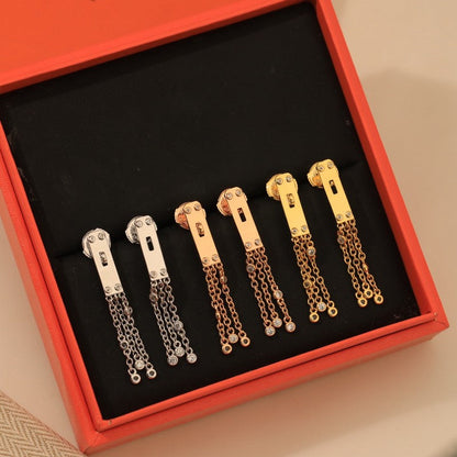 18K Hermes Diamond Kelly Gavroche Earrings