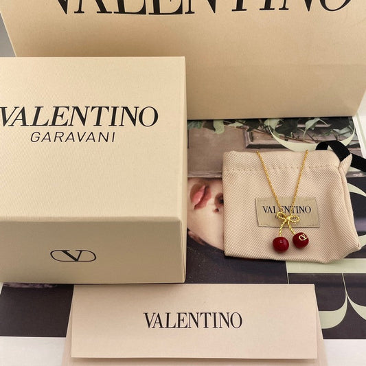 18K VLogo Red Cherry Gold Necklace