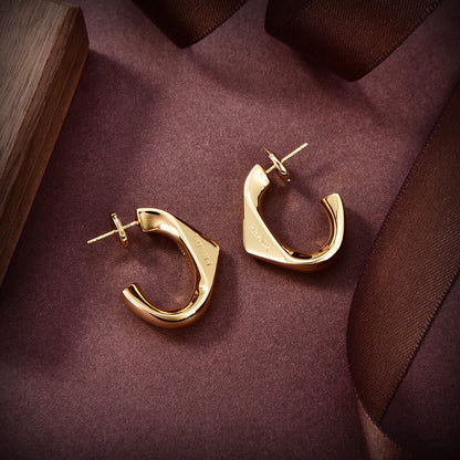 18K Prada Triangle Open Earrings