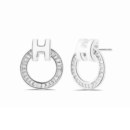 18K Clic Hermes Diamond Earrings