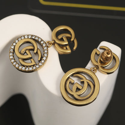 18K Double Gucci Crystals Vintage Earrings