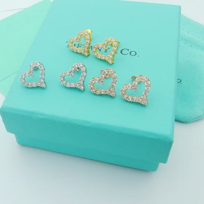 18K Tiffany Heart Diamonds Earrings