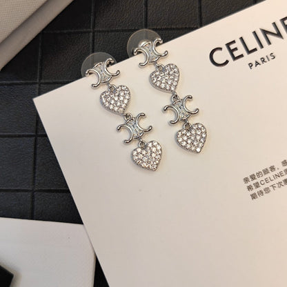 18K Celine Heart Pendant Earrings