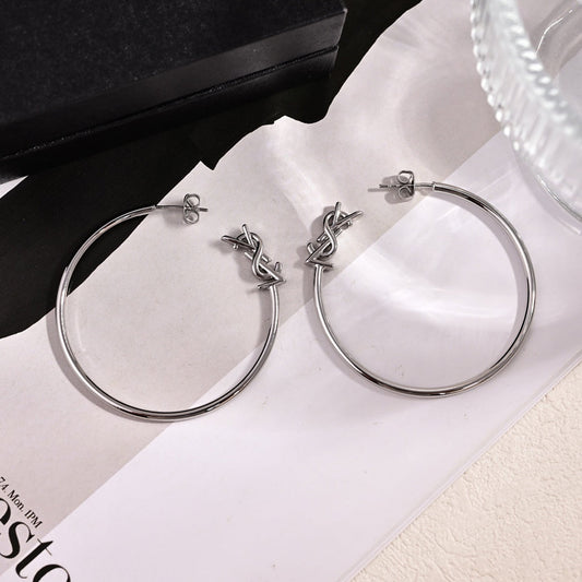 18K YSL Circle Gold Earrings