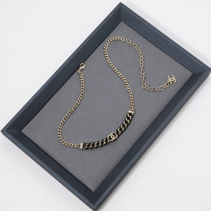 18K  Chanel Vintage Gold Leather Necklace