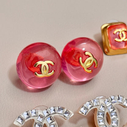 18K  Chanel Pink Crystal Earrings