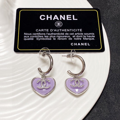 18K  Chanel Purple Heart Earrings