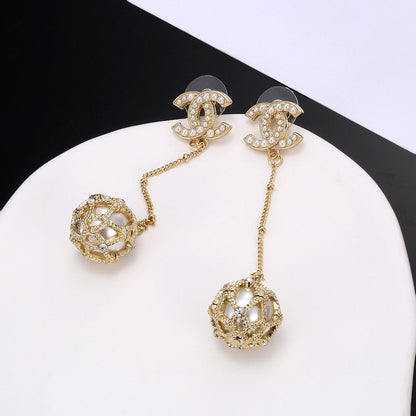 18K  Chanel Pearl Long Earrings