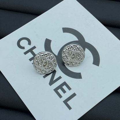 18K  Chanel Round White Gold Earrings