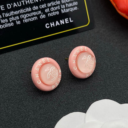 18K  Chanel Pink Round Earrings