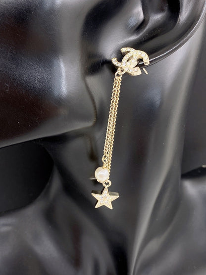 18K  Chanel Pearl & Star Earrings
