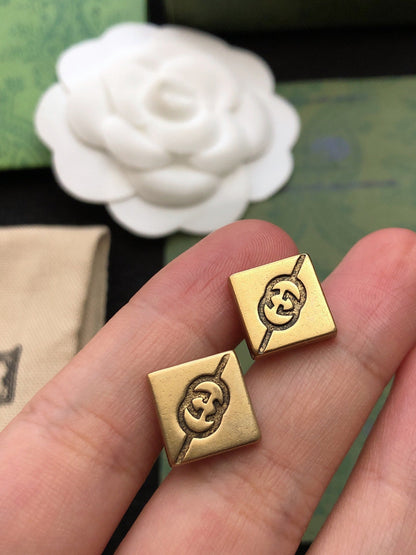 18K Double Gucci Cube Earrings