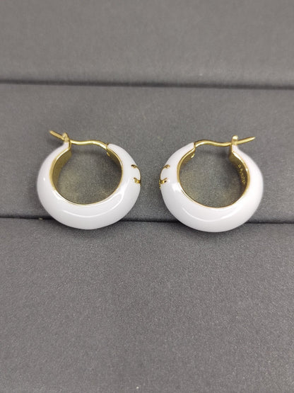 18K Celine White Pearl Earrings