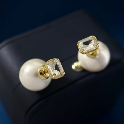 18K Dior Pearl Crystal Earrings